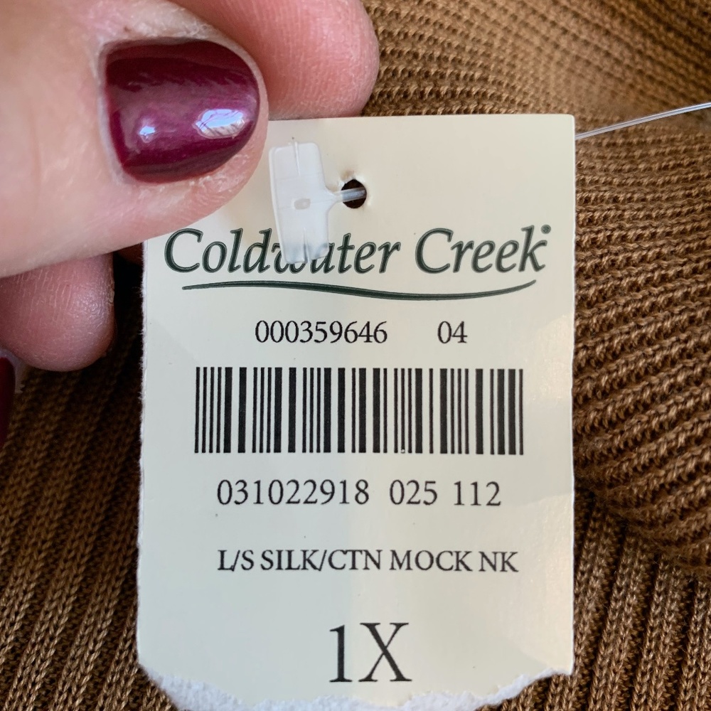 COLDWATER CREEK SILK & COTTON RIBBED MOCK TURTLENECK NWT - Picture 4 of 6